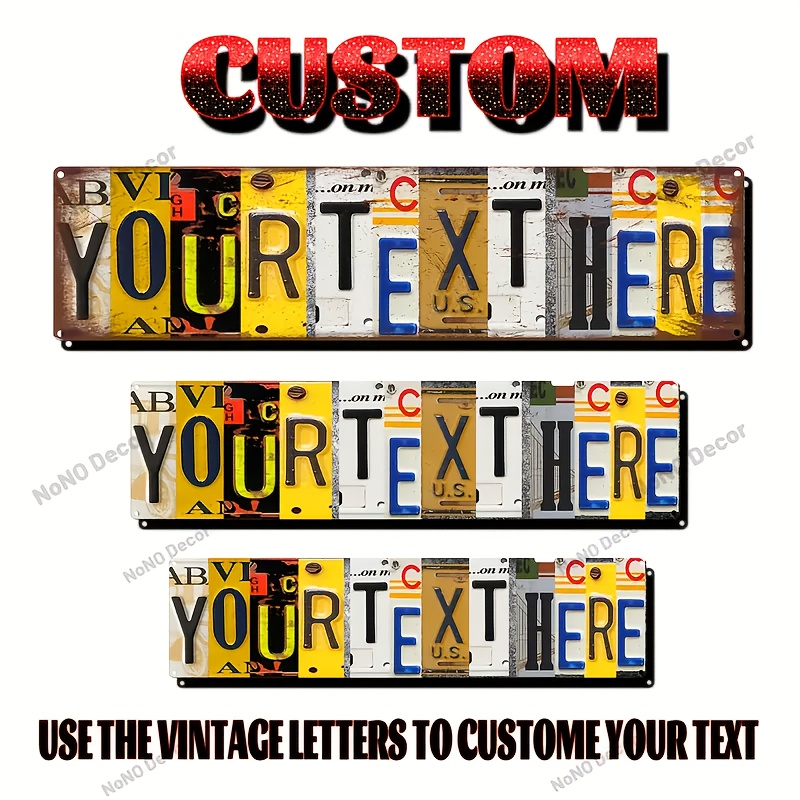 

Custom 16x4 Inch Vintage License Plate Text Sign, Classic Wall Art, Personalized, With No Electricity Needed, For Home, Bar, Garage, And Restaurant Decor, Indoor/outdoor Use, Fits Any Holiday