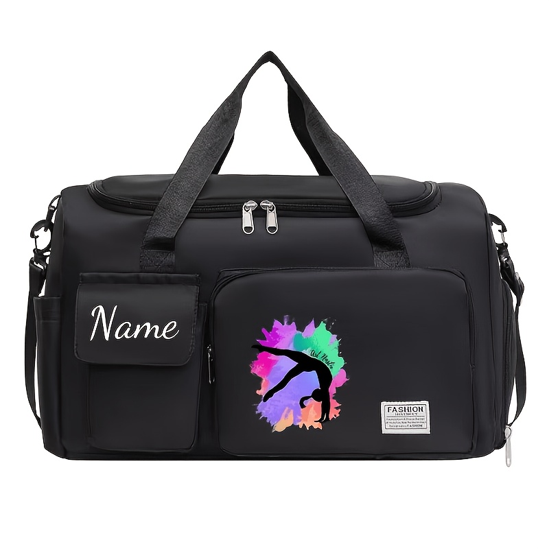 TEMU Customizable Large-capacity Dance-printed Travel Bags, Multi-functional Fitness Luggage Bags And Backpacks, And Large-capacity Casual Nylon