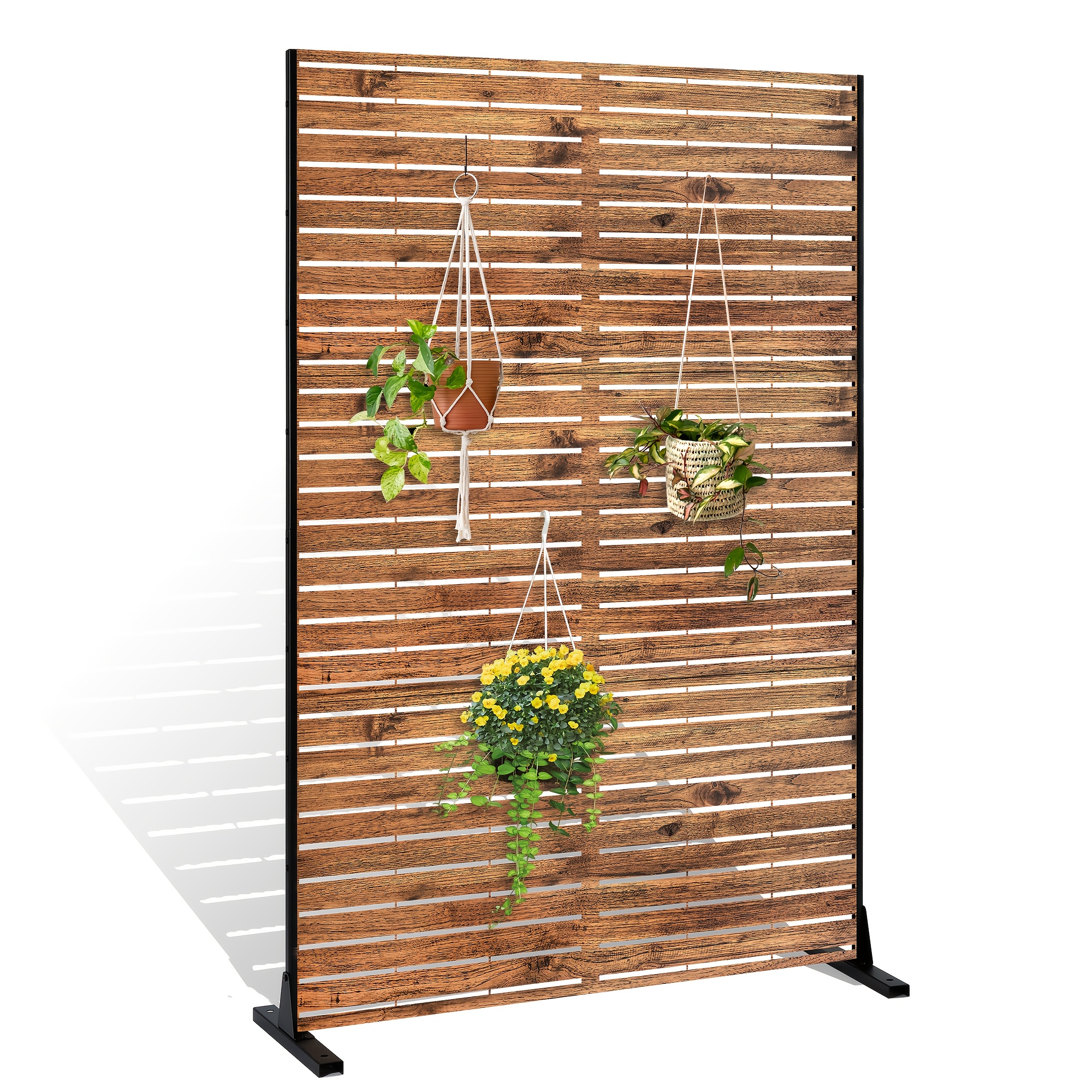 

Metal Privacy Screen Outdoor Privacy Screens Freestanding, Patio Privacy Screen With Stand Decorative Privacy Fence Panels For Outside Backyard (72.1"h X 47.2"w/natural )