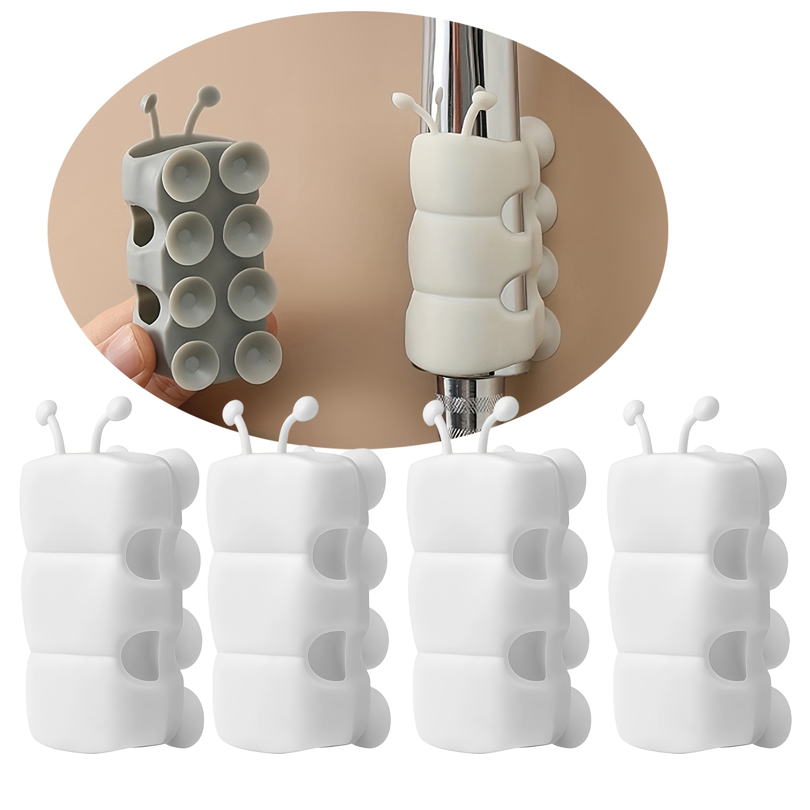 TEMU 4 pezzi Supporto doccia a in silicone per spruzzatori portatili, facile da installare senza forare, forte adesione che non danneggia le pareti,