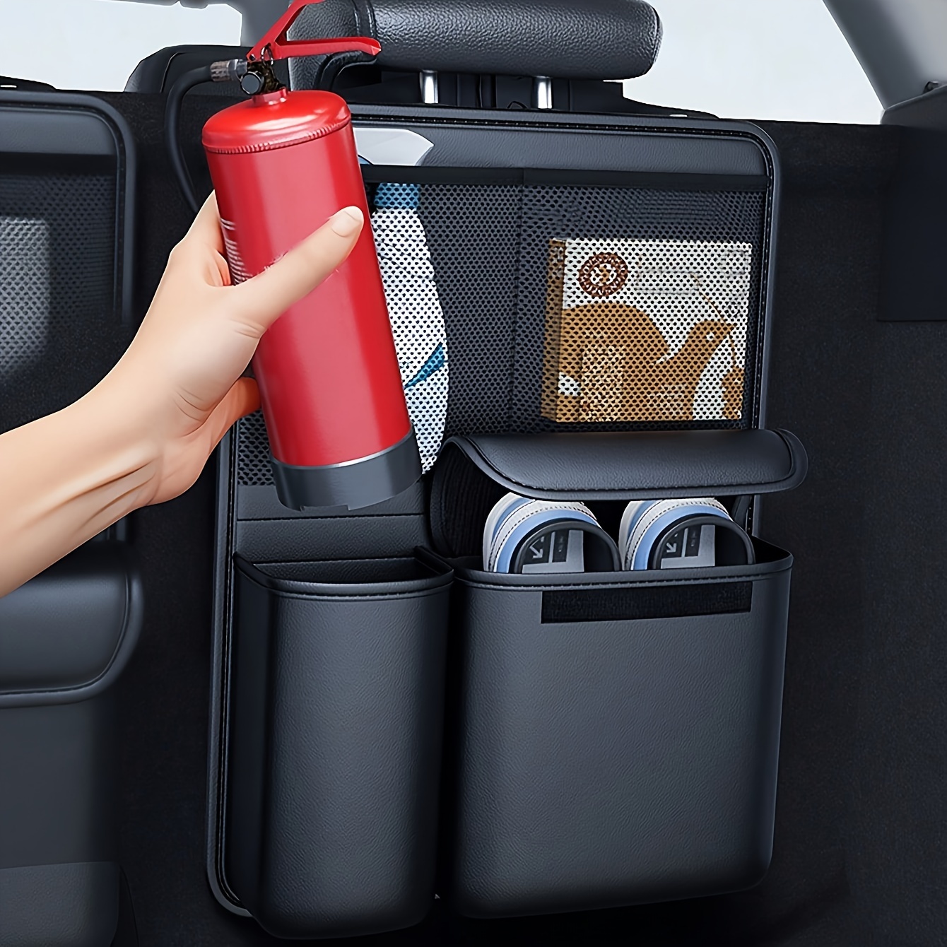 TEMU [ Storage Bag]1pc/3pcs Car Supplies Car Trunk Storage Bag Folding Car Car Seat Rear Storage Box Bag Multifunctional Car Trunk Organizer