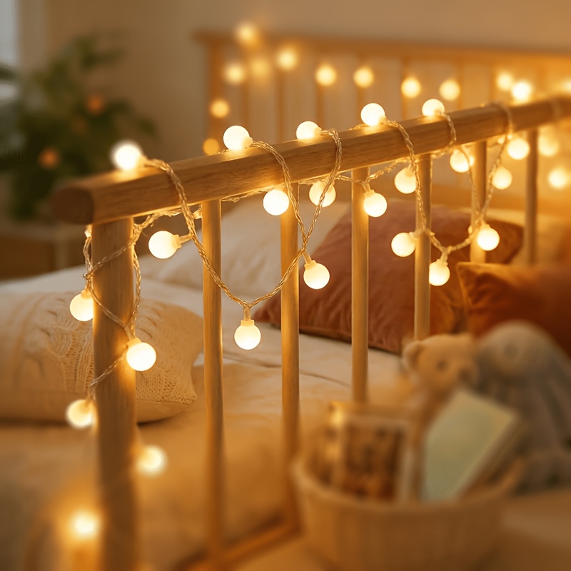 TEMU 2pcs String Lights, 2m, 10 Led Bulbs, Battery Operated Lights Decor, Warm White, Fairy Lights For Room Decor, Indoor Decor, Holiday Decor,