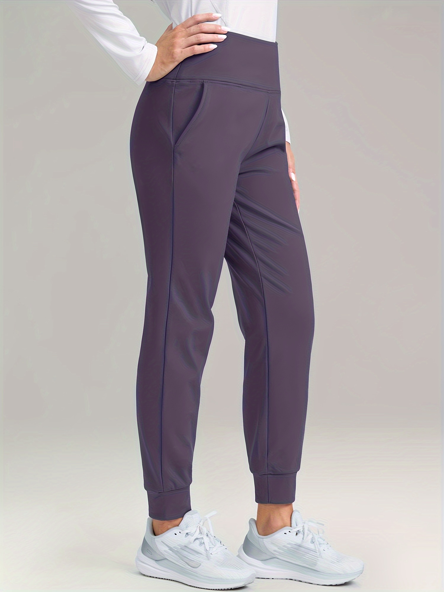 Women'S Fleece Lined Joggers High Waisted Water Resistant Thermal Hiking  Pants Cold Weather Sweatpants With Pockets