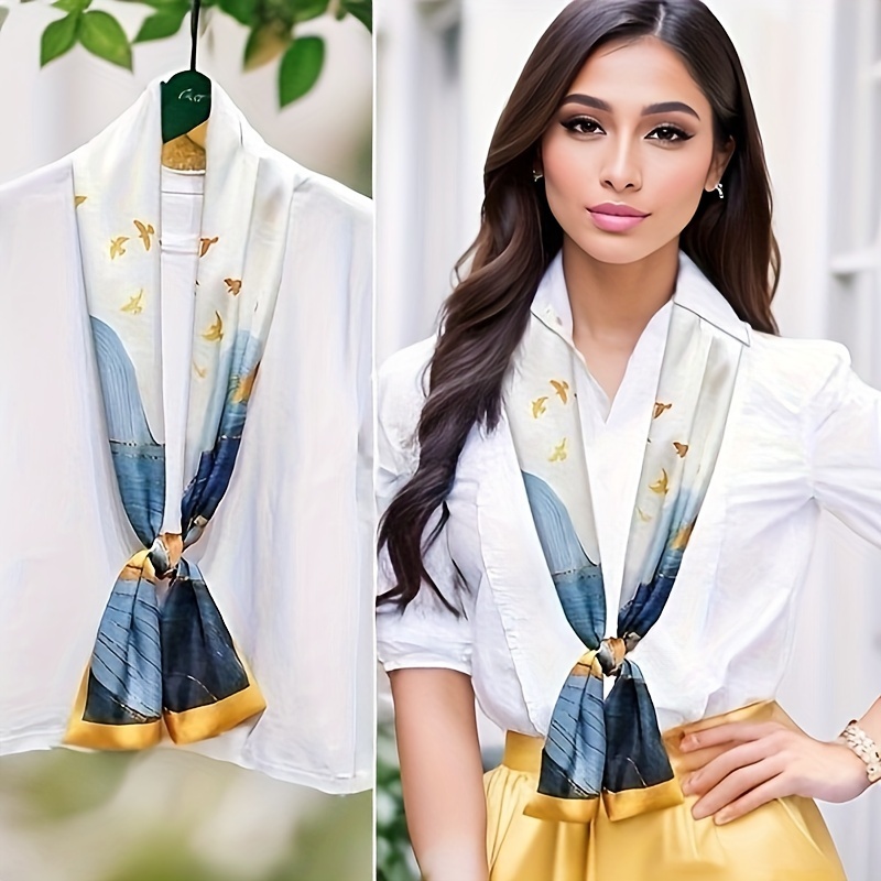 

Stylish Double Sided Printed Scarf Thin Smooth Long Scarf Elegant Style Professional Decorative Neck Scarf For Ladies