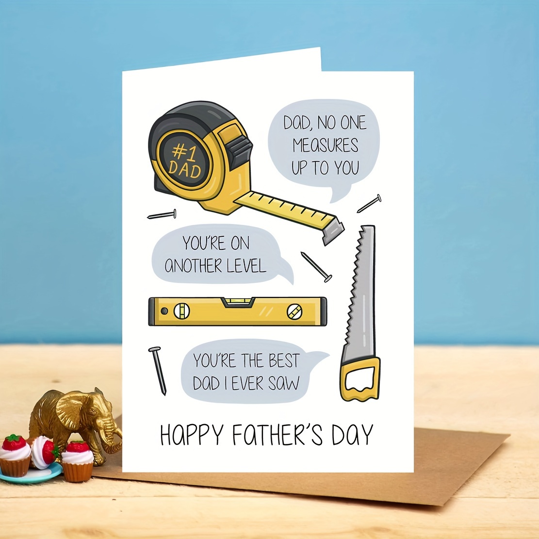 

1pc, Happy Fathers Day Card | Dad Card | Tools | Diy | Saw | Tape Measure | Spirit Level Including Envelope, Small Business Supplies, Thank You Cards, Birthday Gift, Cards, Unusual Items, Gift Cards