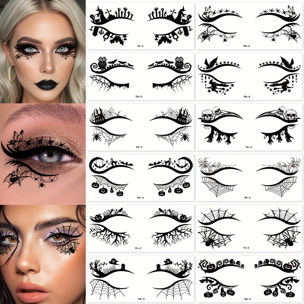 

12- Tattoos For Halloween, Removable In Assorted , -to-apply Eye For Parties, Halloween Kit Oblong