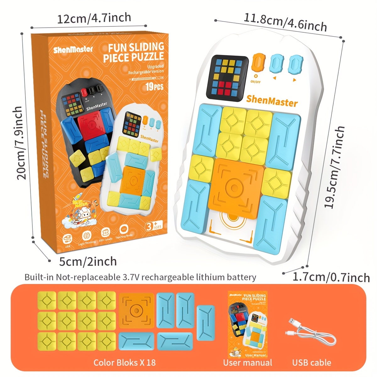 GiiKER Super Slide Puzzle Game - 500+ Challenges, Brain Teaser Toy For Kids & Adults, Travel Handheld Game (Lavender)