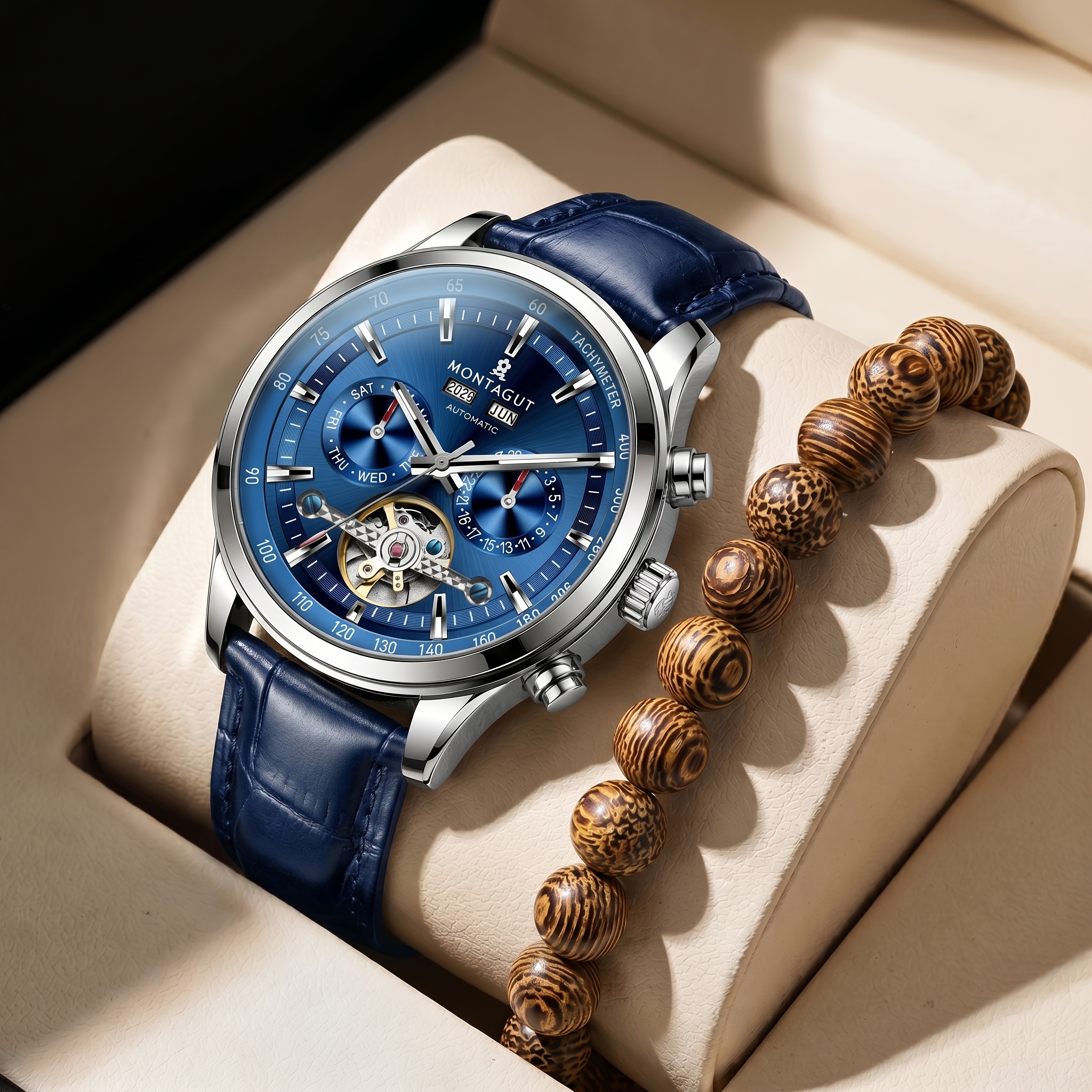 Men' Mechanical Watch With Large Dial & Hollow Dial Suitable For Business, Large Round Wristwatch, Self-winding Movement, Genuine Watch For Professional, Casual, Student Use - Youth &