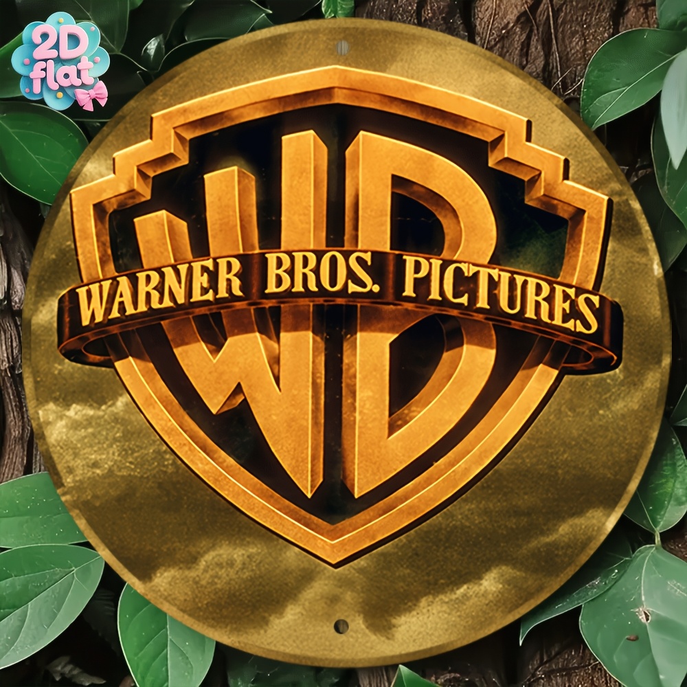 TEMU 2d Flat, 1pc Warner , Warner . Logo Themed, Exquisite Round Sign, 2d Flat, 20x20cm, Stylish And Casual, Desktop Decoration, Suitable For Home,