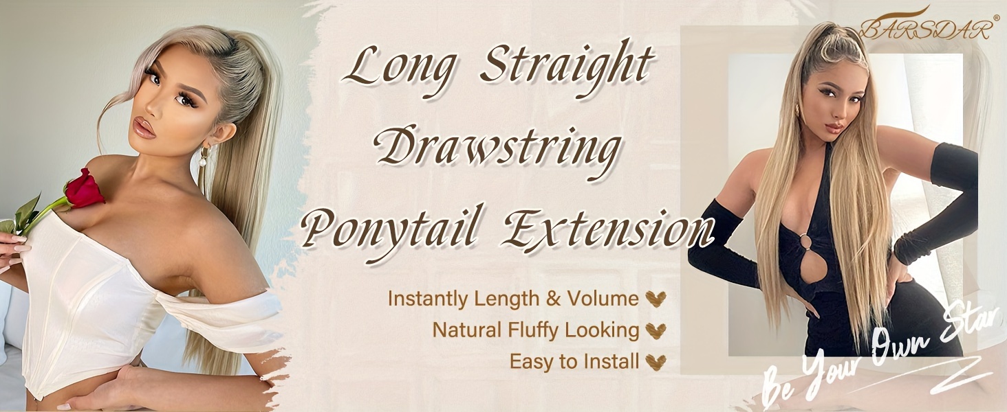   30 long straight brown ponytail extension heat resistant synthetic hair multi layered tail for natural     for easy styling   women and girls daily wear ponytail hair extensions details 0