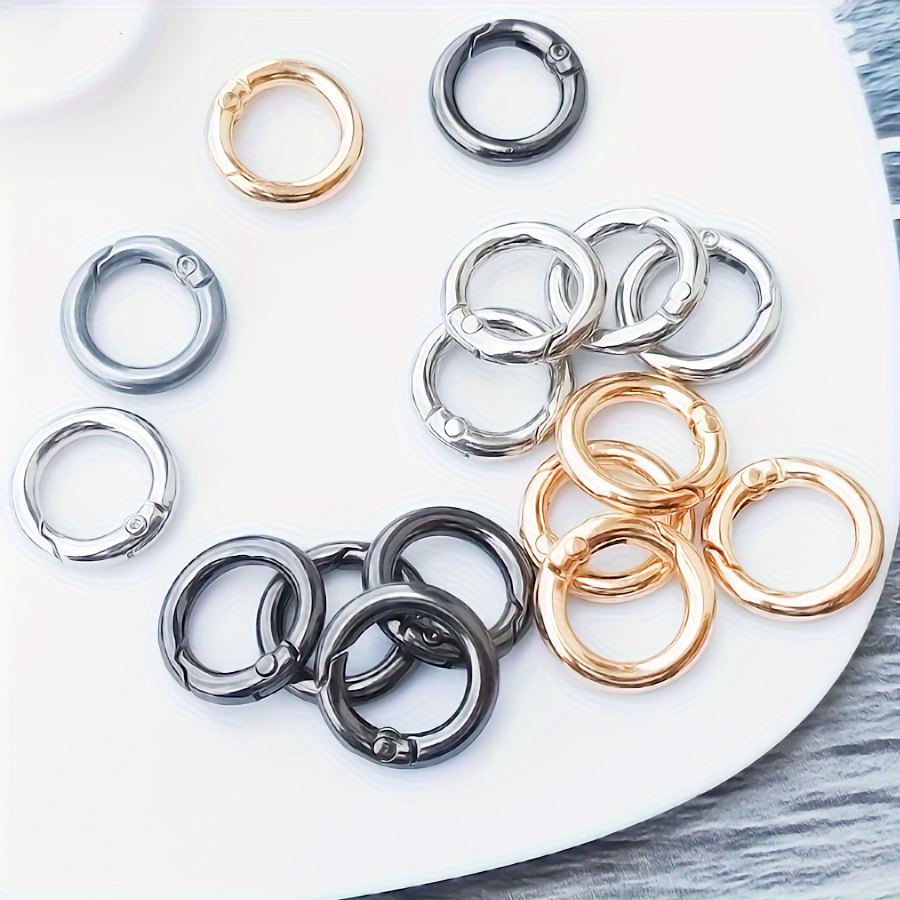 

10 Pack Of Metal Spring O-rings With Alloy Trigger Clips: Versatile Leather Crafting Fittings - Alloy Material