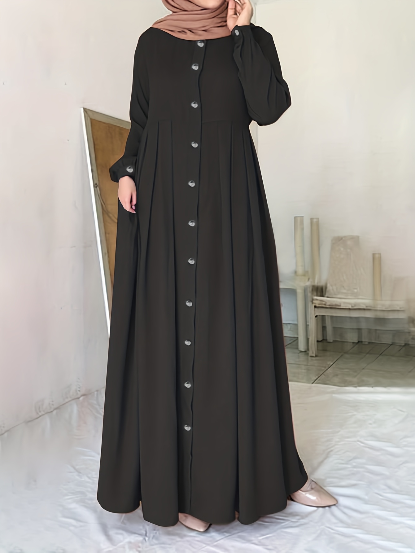 an elegant islamic maxi dress women featuring a button front - Temu  Mauritius