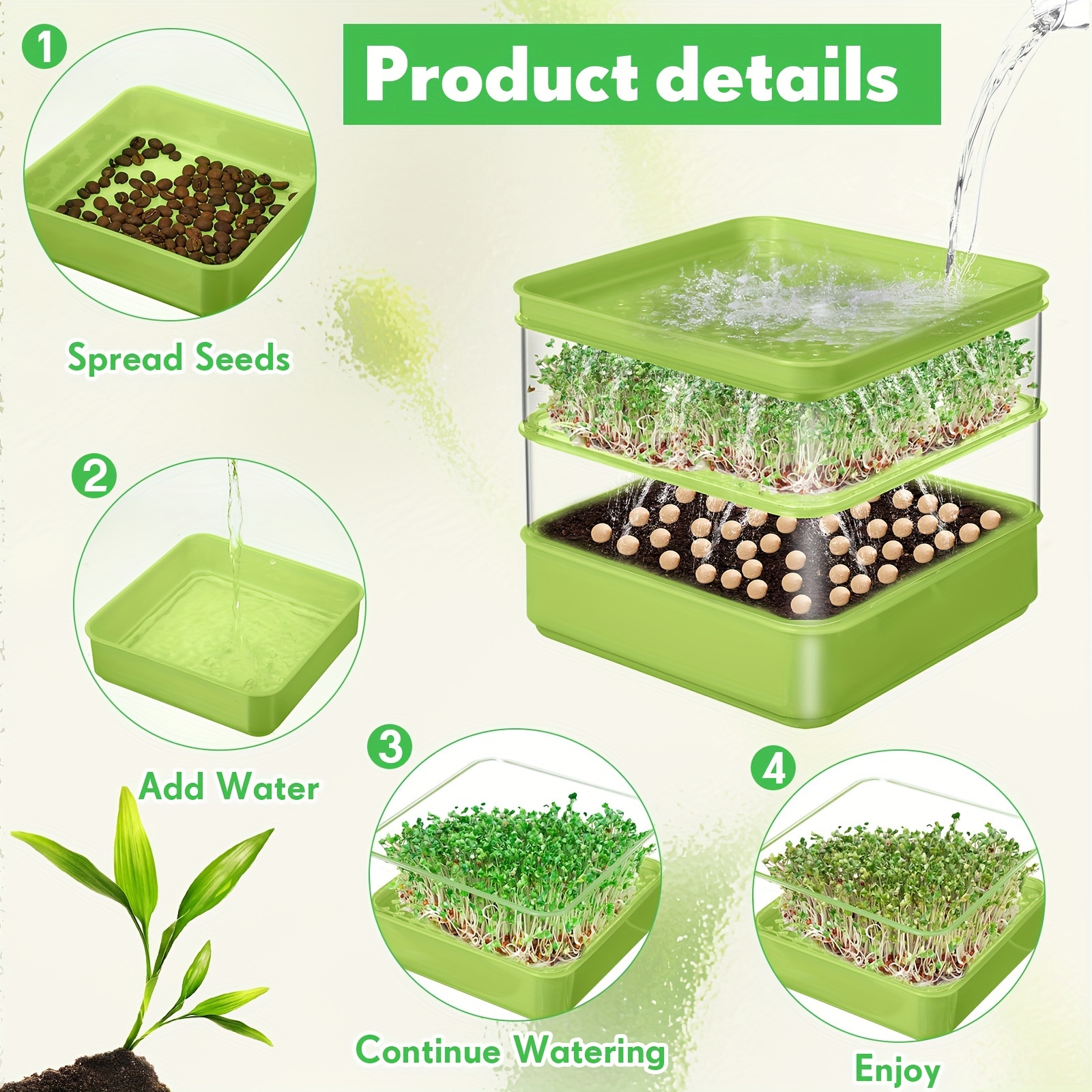 Stackable Seed Sprouting Kit 2 Tier Sprouts Growing Kit - Temu