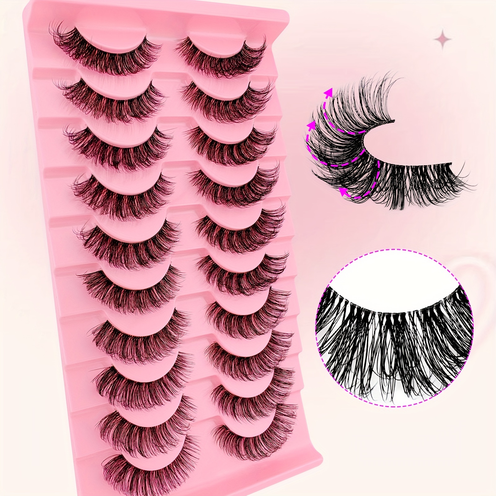 10 Pairs Pack Transparent Short False Eyelashes D Fluffy Thick All-match Mink Lashes