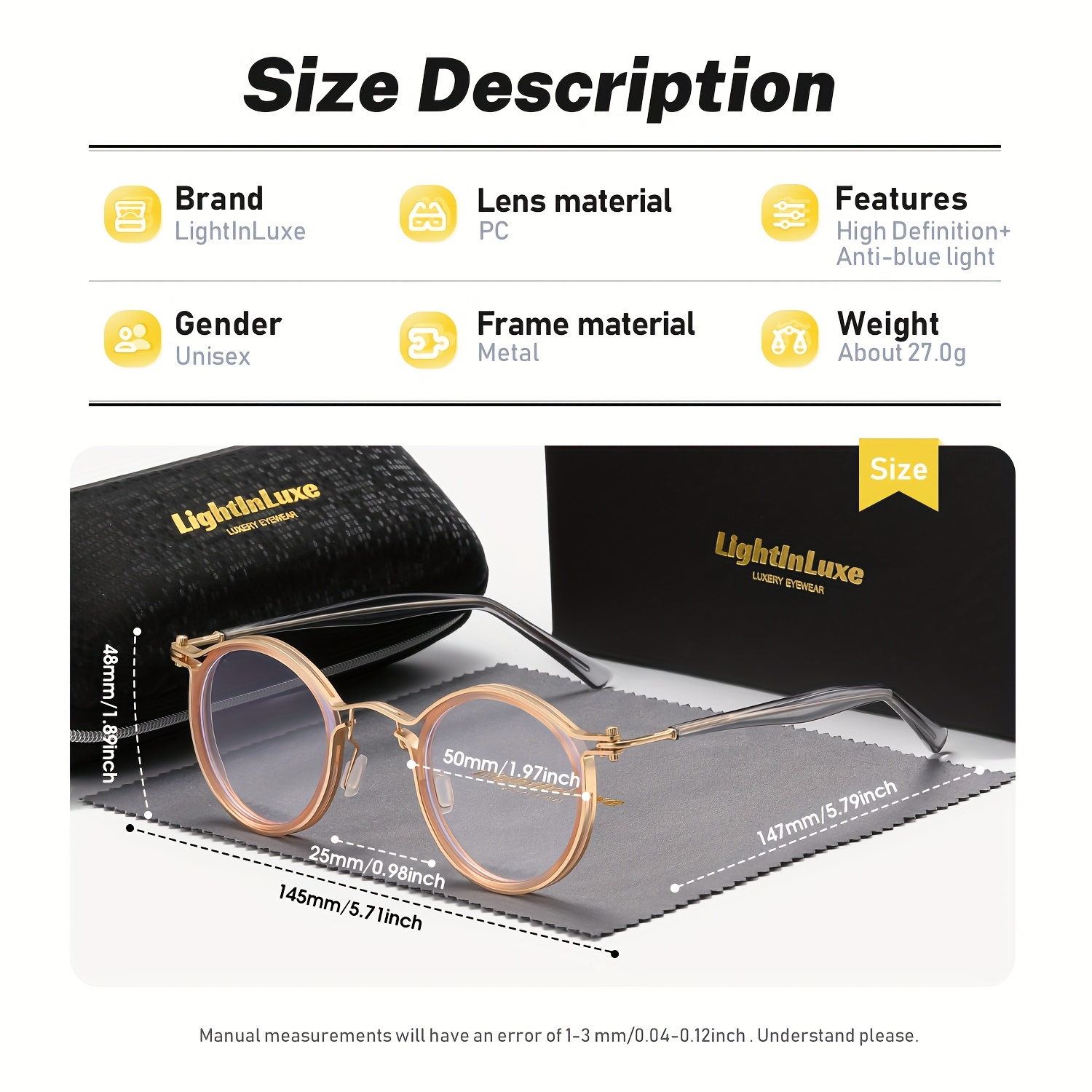 unisex minimalist clear lens round Temu Bahrain