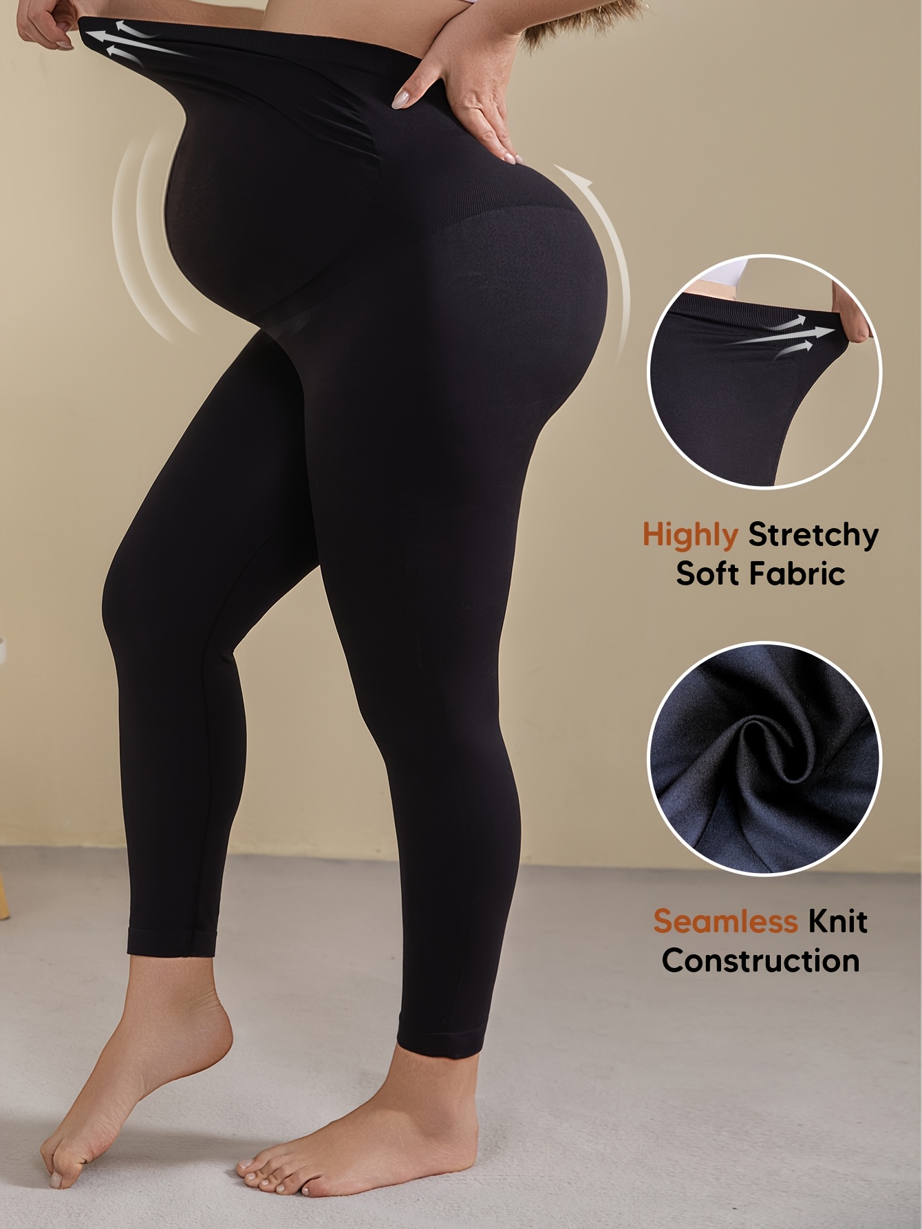 Athlemo 's Maternity Yoga Pants - Full Pregnancy Belly ( Size L-XL) | Single-Piece Seamless Leggings, Breathable Prenatal Workout Pants for Prenatal Exercise, Yoga & Fitness, All-Season (Month-by-Month Fit)