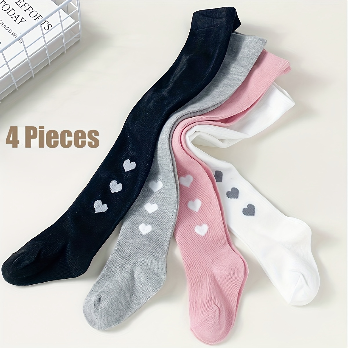 4 pack childrens solid color tights with heart patterns sweet and     soft and comfortable fabric suitable for back to school uniforms casual and everyday outfits versatile tights for  