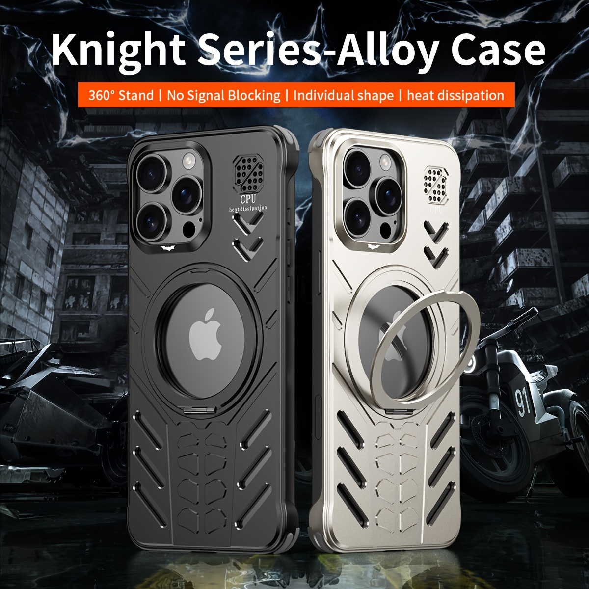 Durable Aluminum Alloy Casing Featuring Robust Protection, a Magnetic Cover, a Cooling Hollow Design with a Rotating Hidden Stand, And a Scratch-Resistant Exterior, Compatible with for iphone Series Devices.