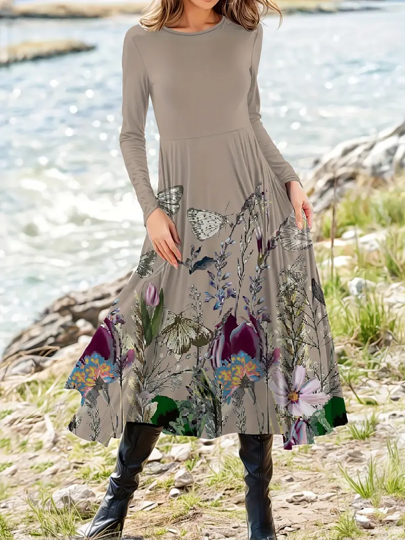 vestido midi estampado floral vestido casual de Temu Portugal