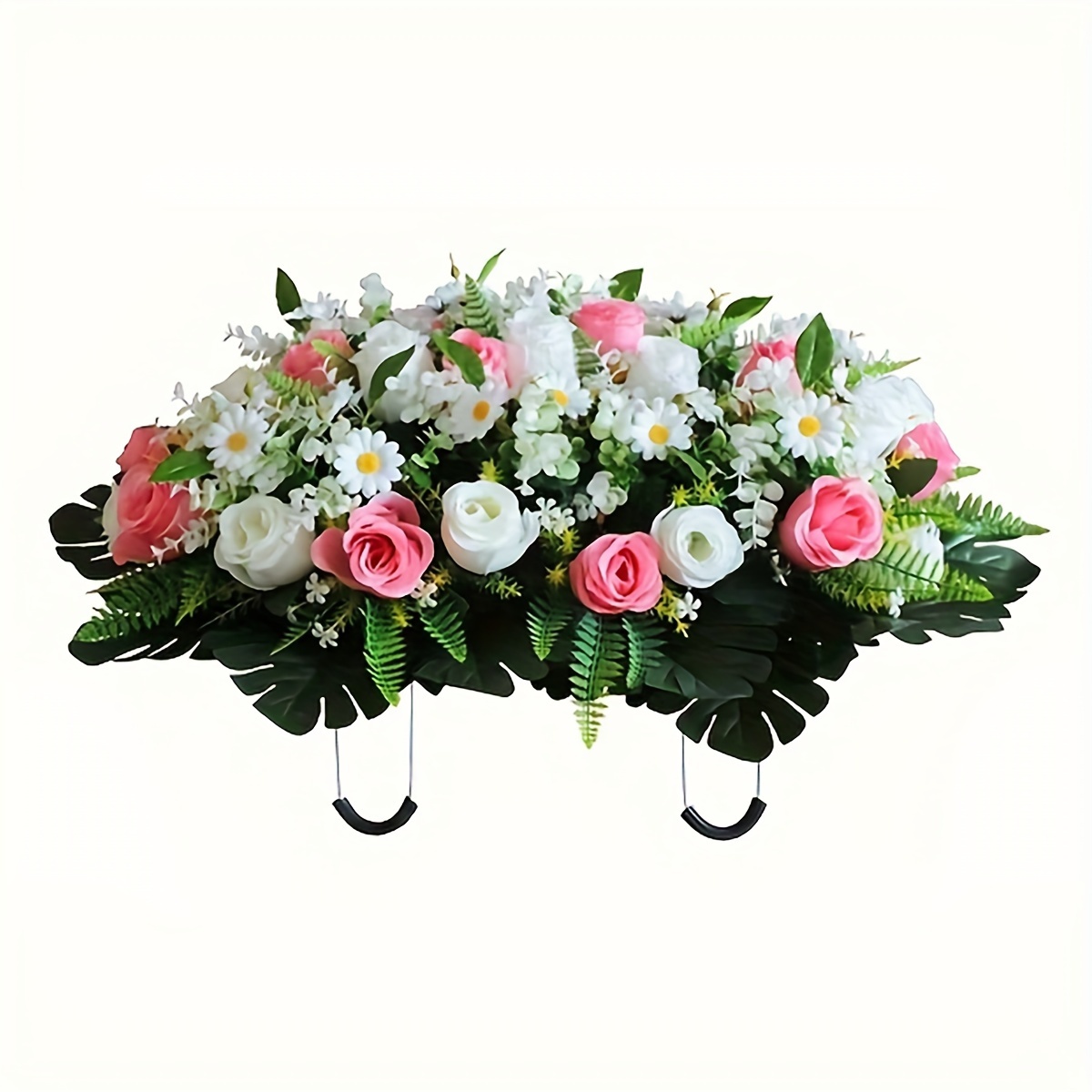 

1pc, Cemetery Flowers - Outdoor Grave Decorations Cemetery Headstone Flower Arrangement In Rose Collection Grave Marker Decoration Sympathetic Flowers