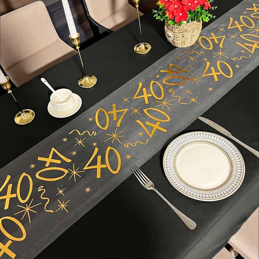 TEMU With A Polyester Table Flag, Featuring /40 Number Hot-pressed Grid Design, Perfect For Birthday Party Table Decorations, 30/40 Birthday
