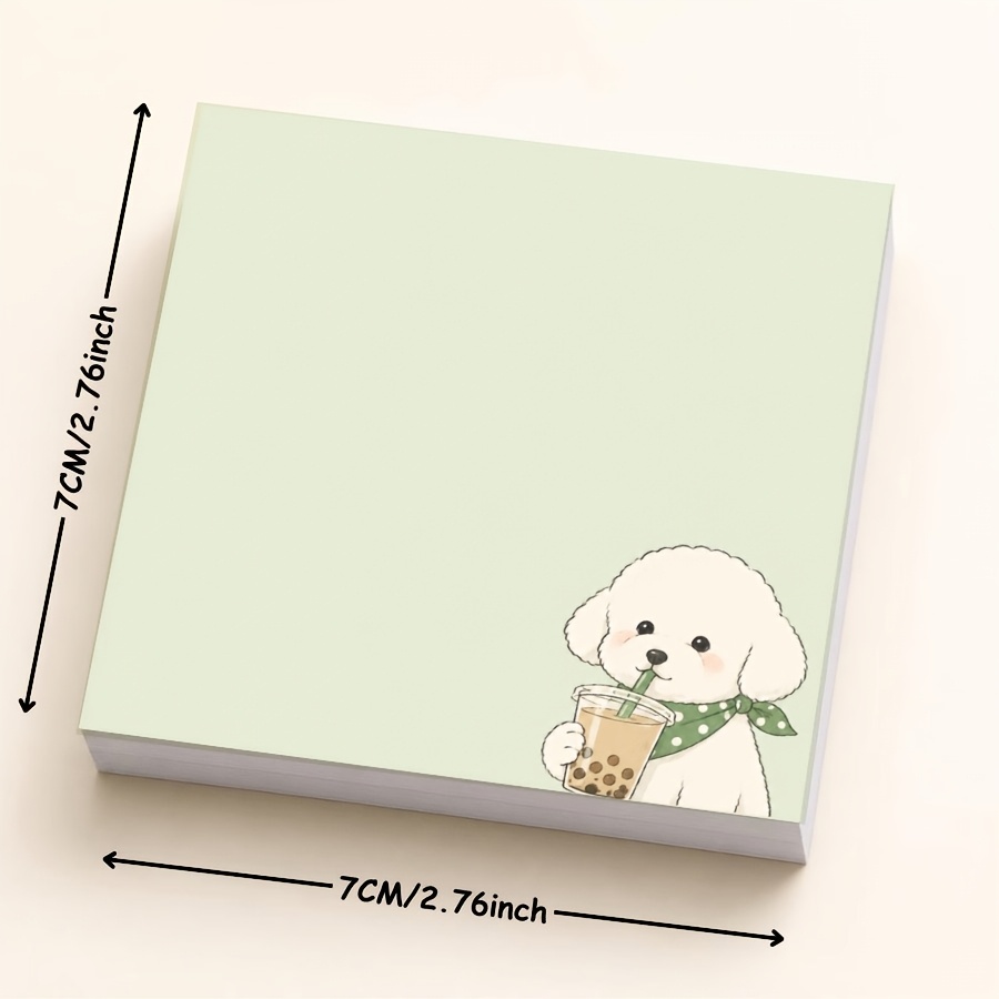 TEMU Cute Puppy Memo Pad, Kawaii Notepad With Milk Tea Theme For Journaling, Notes, And Daily Planning