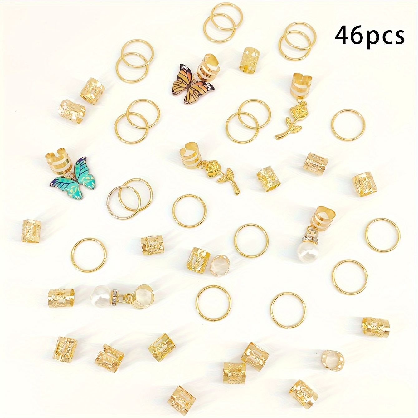 46pcs rose braid clips crystal dreadlock hair - Temu