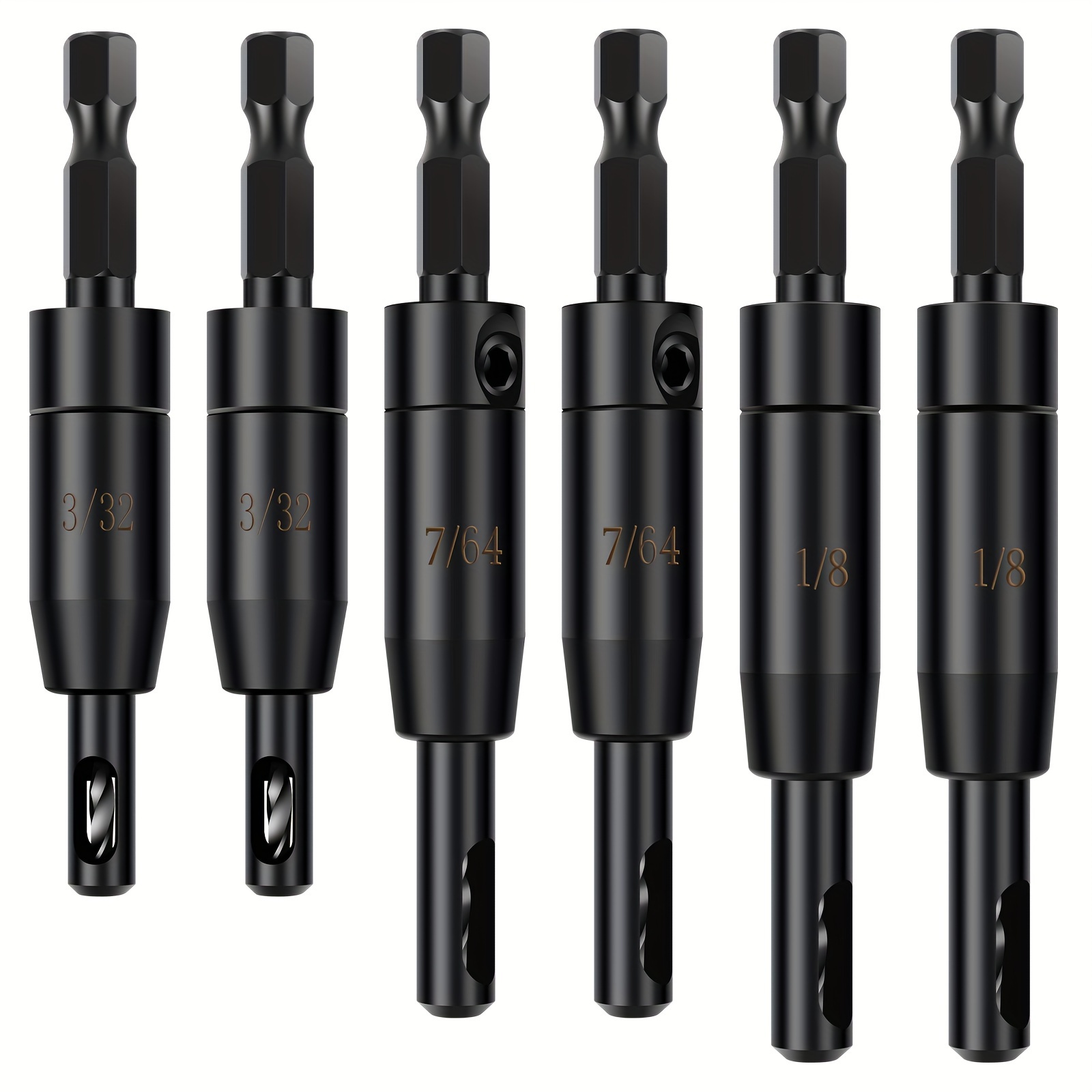 

6- Steel Bit Set - Hex Tool Long , & Multipurpose Use For Woodworking Projects