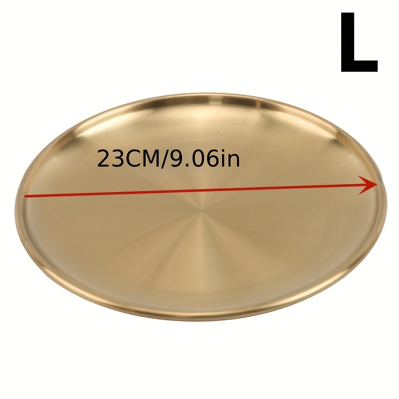 1pc Stainless Steel Disc Barbecue Plate Bone Spitting Plate Household Golden Tray Western Dessert Steak Plate Barbecue Plate