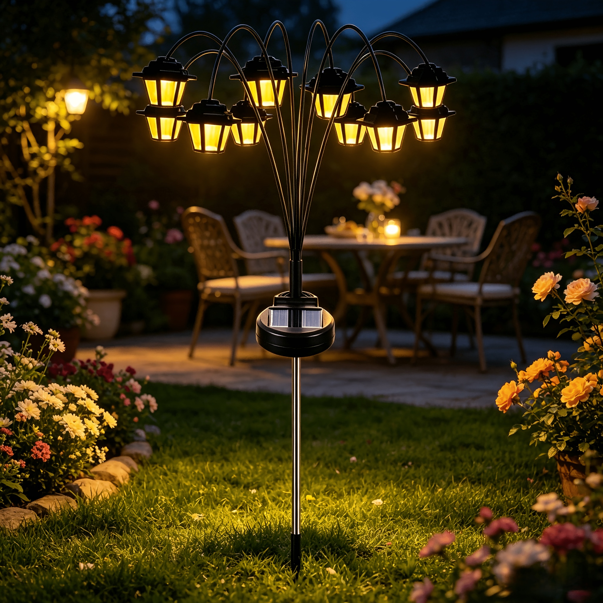 Image of (10 Lamp Heads) Solar Halloween Small Lanterns, Retro Small Lanterns, Lawn Lights, Outdoor Floor Lights, Halloween Landscape Decorative Lights, Ip65