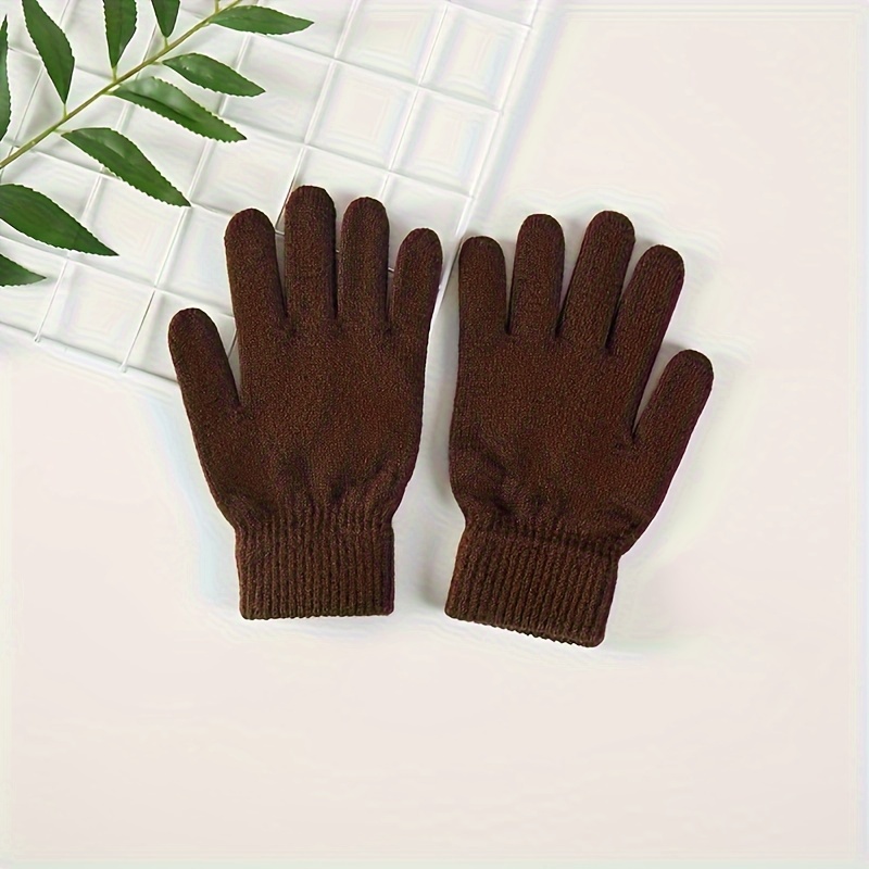 Image of 1 Pair Of Thickened Full-finger Solid Color Warm Gloves, Suitable For Men And Women, Ideal For Autumn And Winter Outdoor Cycling