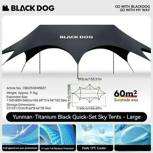 outdoor sunshade black quick setup camping party shelter suitable for outdoor camping