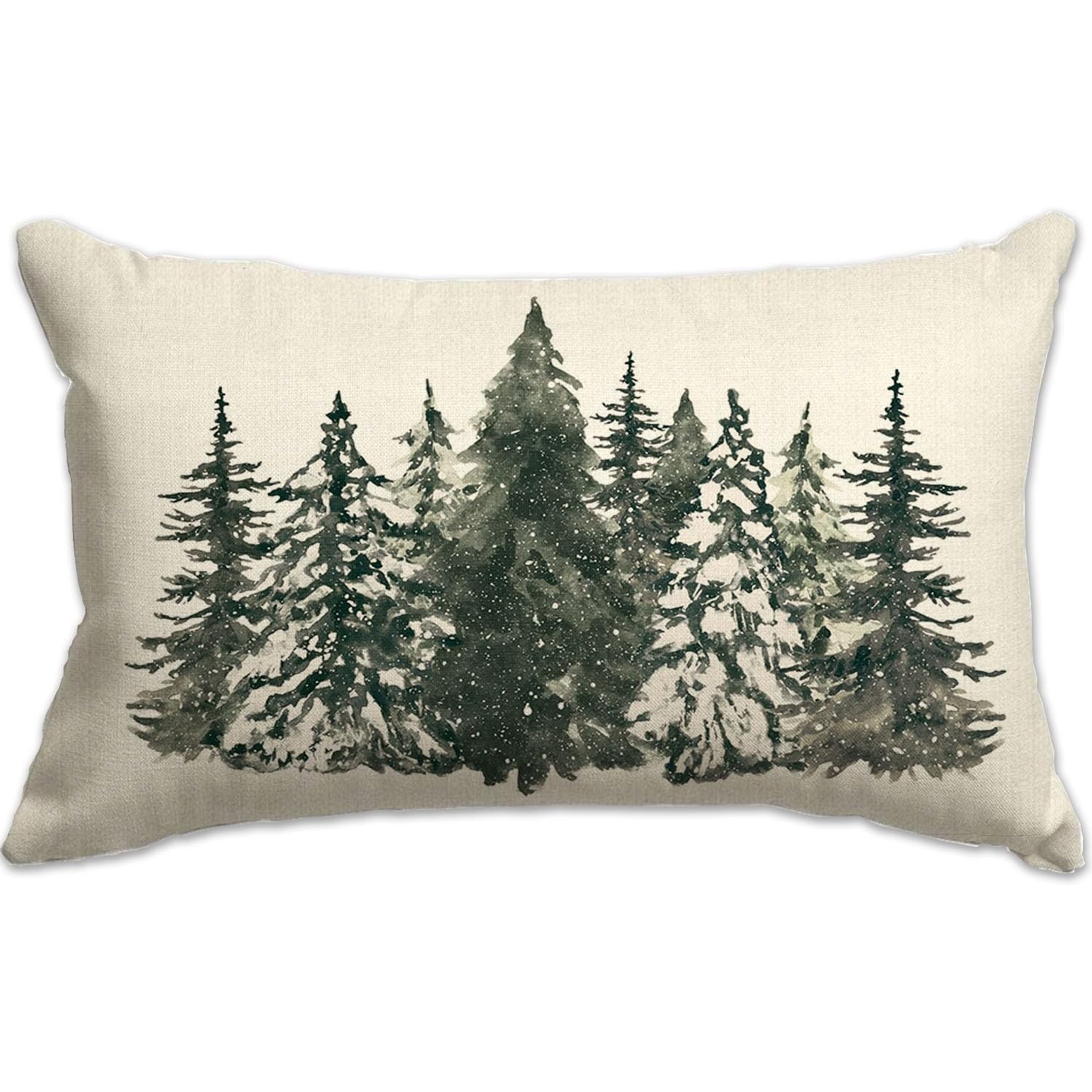 

Christmas Tree Linen 12x20 - Decor, Zippered Lumbar Cushion For Sofa & , Washable ( Not Included)