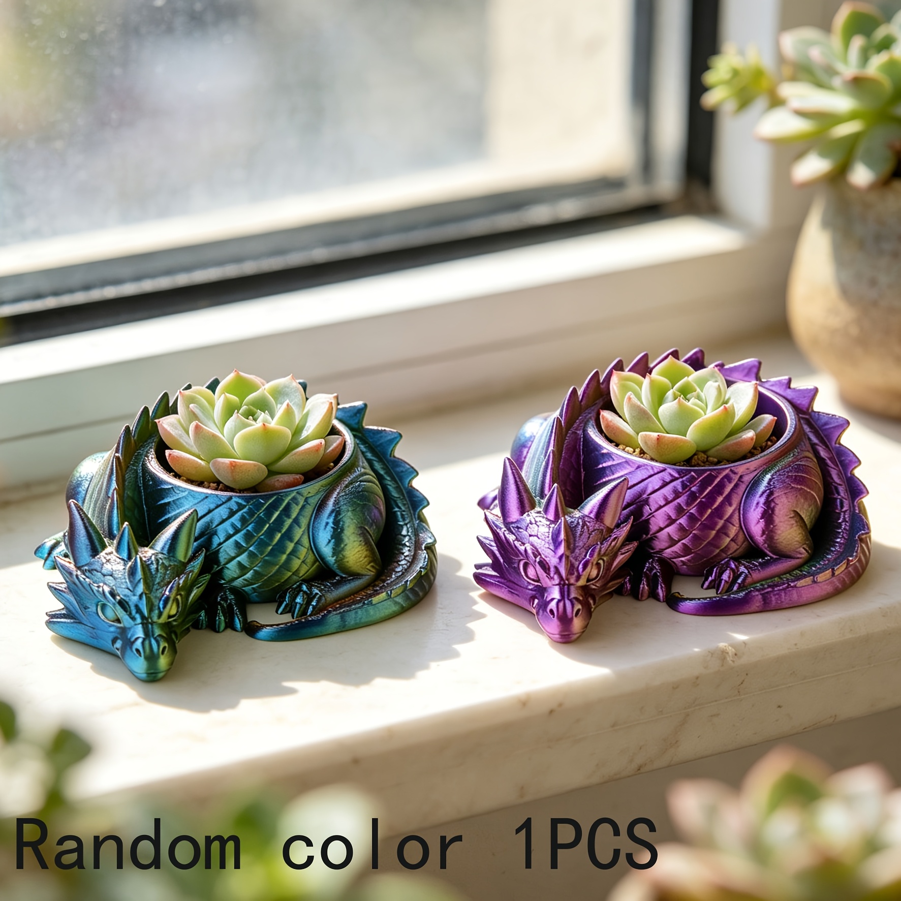 TEMU Random 1pc Gradient Color Changing 3d Sleeping Dragon Succulent Planter Multifunctional Storage Box Desktop Creative Decoration For Succulents