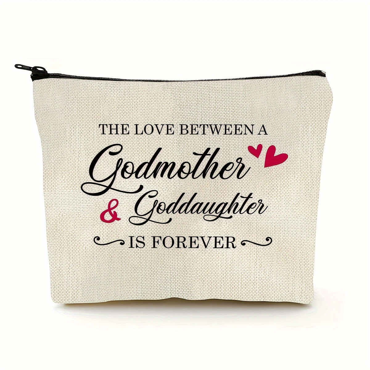 

Cotton Cosmetic Bag For Women - Formaldehyde-free, Multi-purpose Makeup Pouch With "godmother & Goddaughter" Quote - Ideal Gift For Birthday, Mother's Day, Christmas