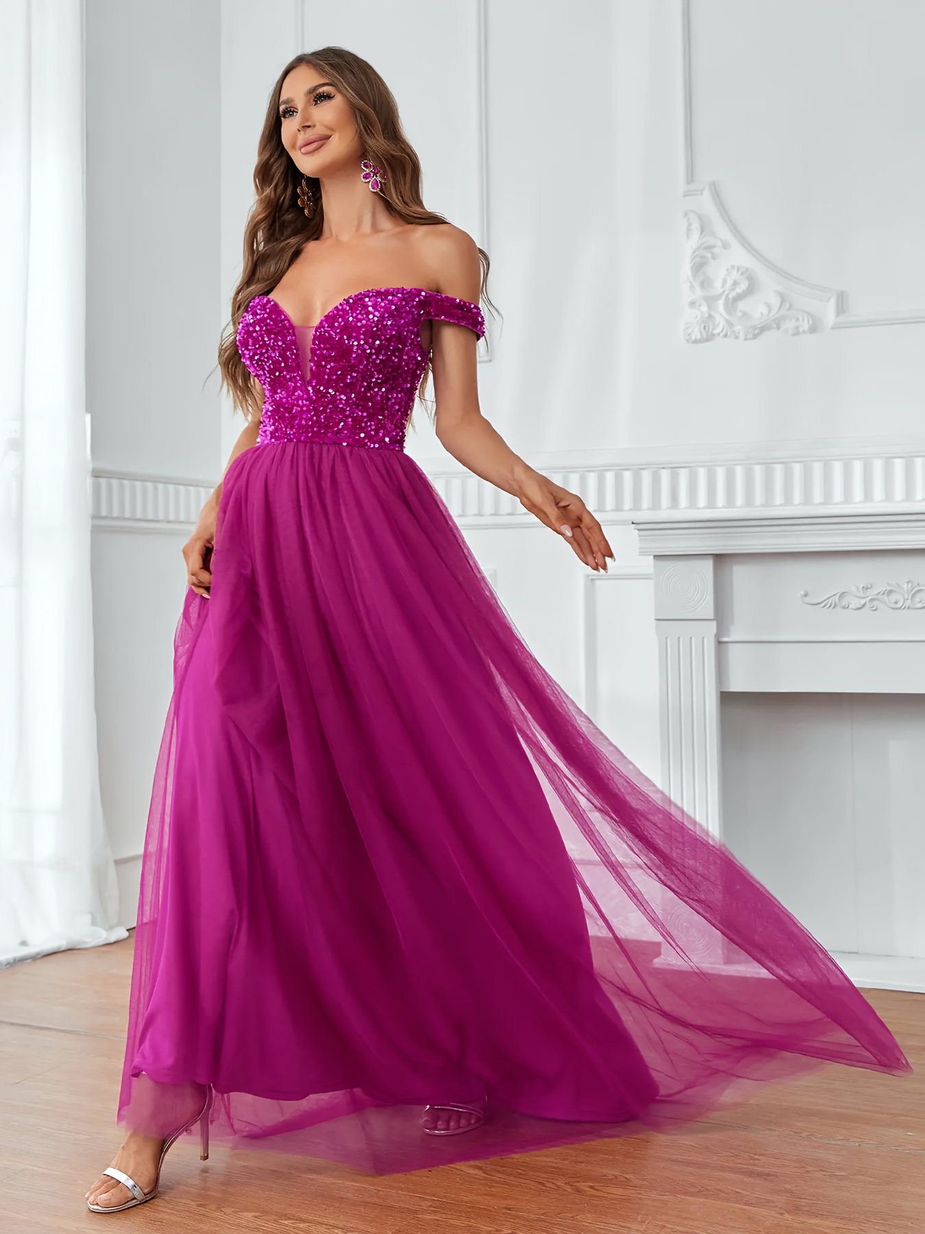 shoulder maxi dress elegant mothers - Temu Mexico