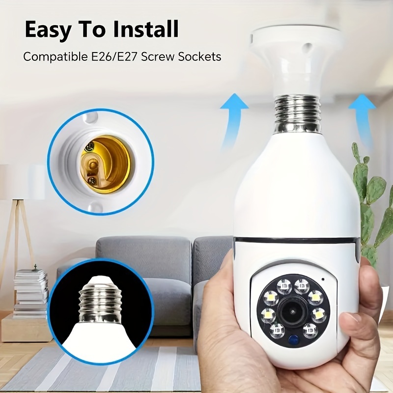 1pc light bulb security camera with e27 connector home wifi security camera 360 degree pan tilt panoramic surveillance camera two way audio wifi camera ip camera indoor outdoor security camera 2 4g without sd card details 1