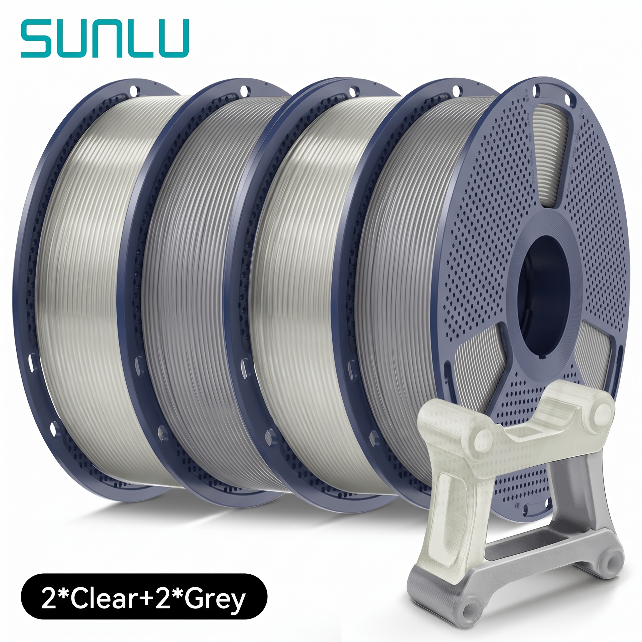 4kg(8.8lbs) Sunlu Petg Filament Bundle, Sunlu 3d Printer Petg Filament 1.75mm, 2.2lb/spool, 4 Spools Bundle, 1kg*4 Spools, 2kg Grey+ 2kg Clear