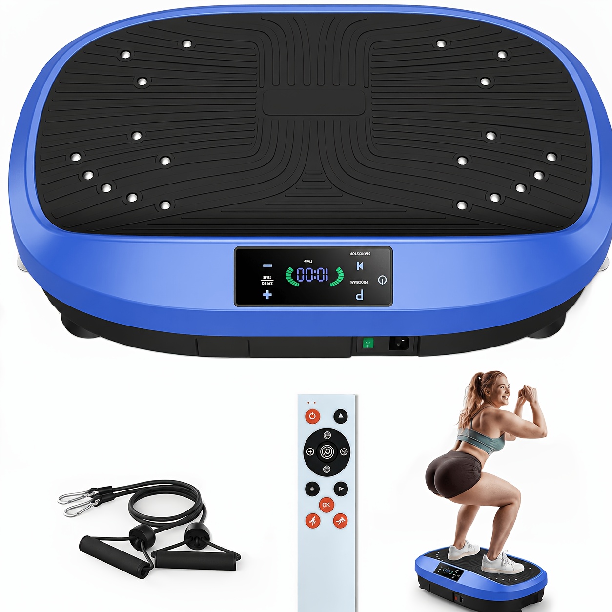 Image of Vibration Plate Exercise Machine With Panel, 120 Adjustable Levels, 200w Motor, Wireless Remote, Resistance Bands, Supports Up To 120kg, Home Fitness Training, Without Battery