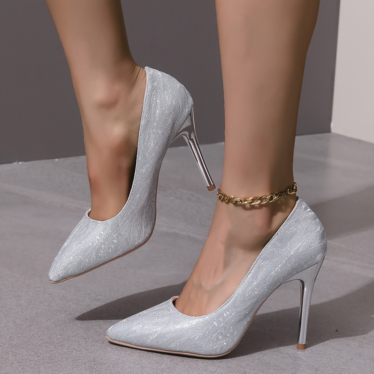 womens sparkling glitter pointed toe stiletto heels elegant - Temu Oman