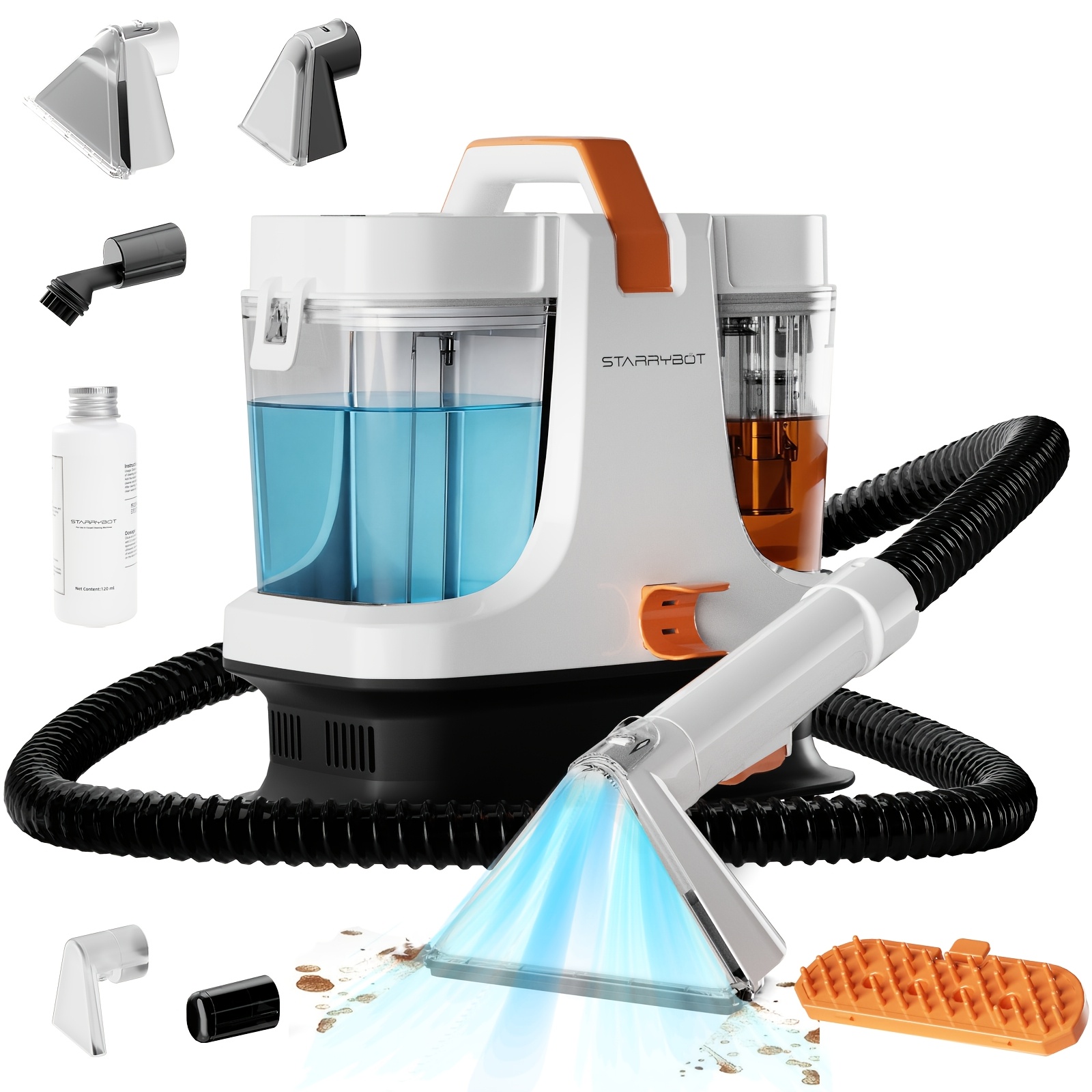 Portable Carpet Cleaner Machine, 18000pa Powerful Suction Upholstery Spot Cleaner For Pet Stains, Stairs, Rugs & Couches, Professional Car Auto Detailing Vacuum, With Tools And Large Water Tank