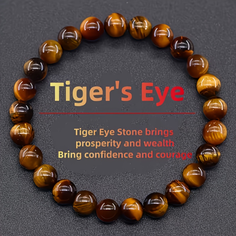 Image of Men&;s Tiger Eye Bead Bracelet - Synthetic Stone, Durable And Stylish - Suitable For Daily Wear - For Men And Women - Ideal Gift For Valentine&;s Day, Birthdays, Or Any Special Occasion