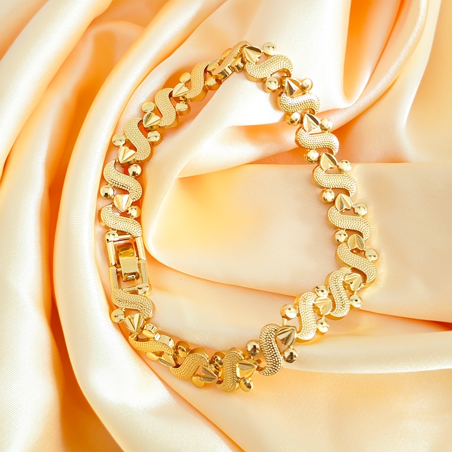 Gold-Plated Heart-Shaped Ballet-Style Bracelet, Wedding Engagement Jewelry