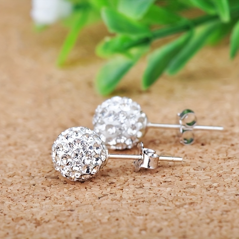 2pcs Pair Luxury Ball Stud Earrings Set Women 8mm 0 32inch