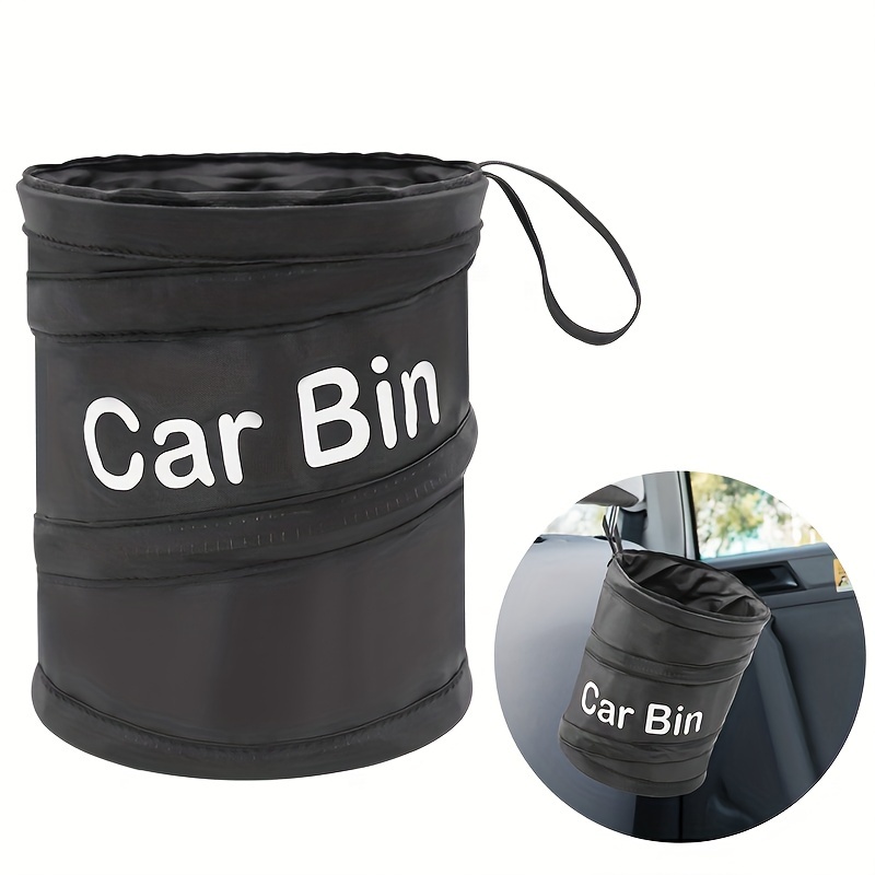 

Fabric Car Trash Bin With Lid – Collapsible Folding Garbage Waste Basket, Automotive Organizer, Interior Accessory For Vehicle – 1pc