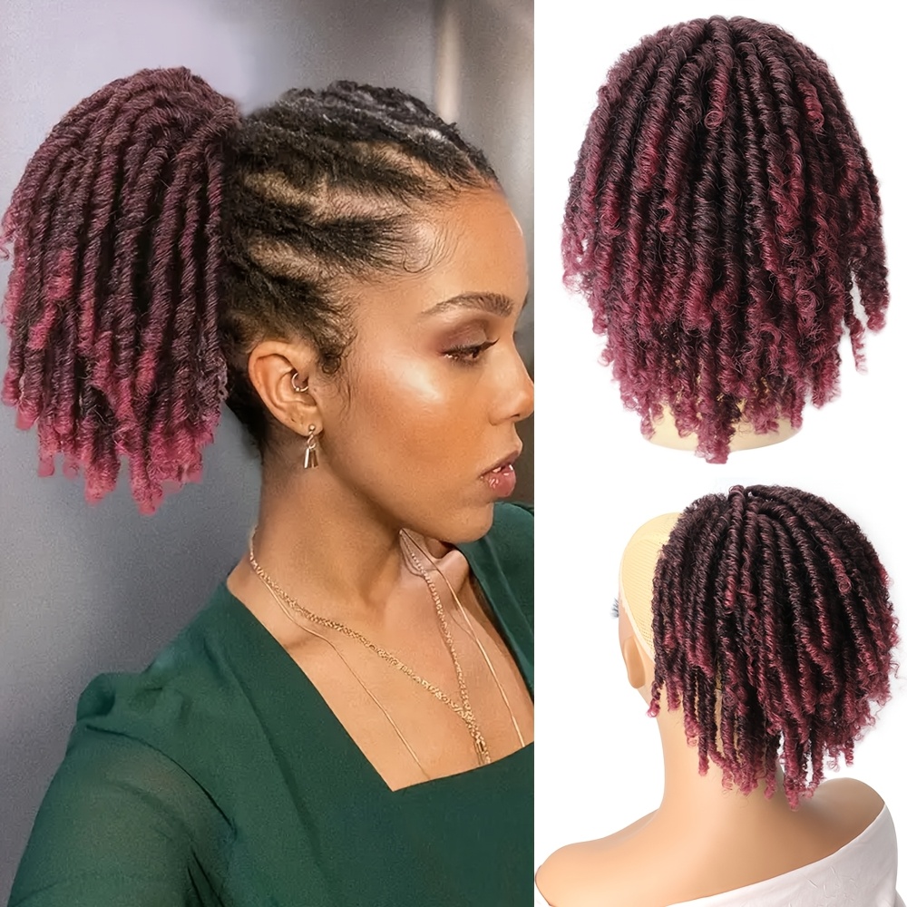6 inch short dreadlocks drawstring ponytail hair extensions synthetic   locs clip in pony tail hair piece for women details 9