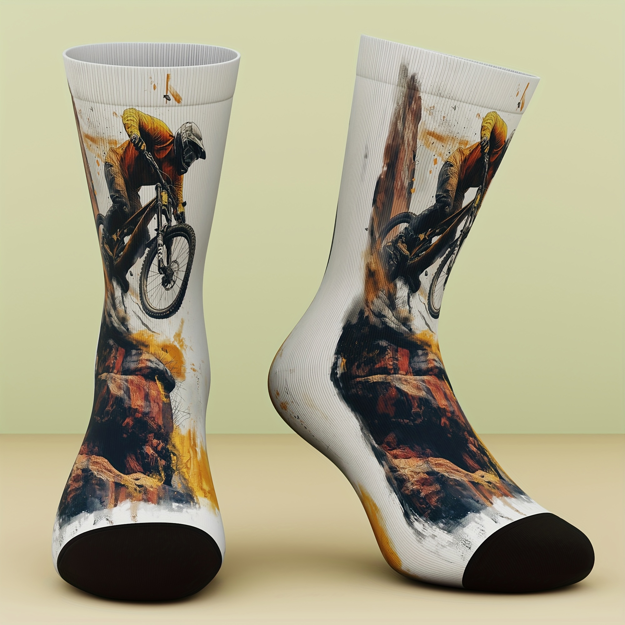 E-shop 1 Paar Unisex-Socken, Fahrrad-Thema, Geschenk als neuartige Socke, Lustig , Bequem atmungsaktiv, Geeignet für Outdoor-Sport, Ganzjährig,