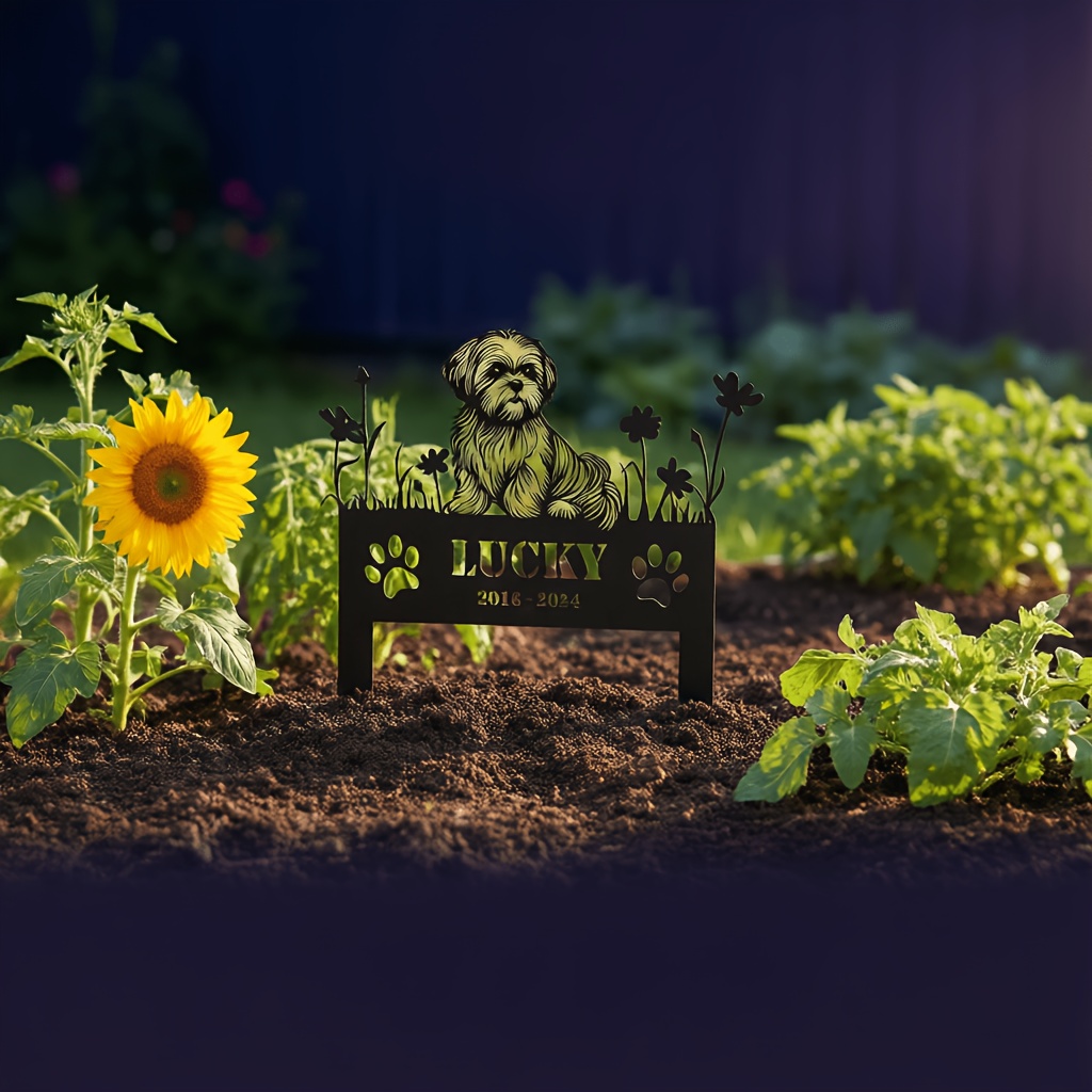 Personalized Dog Memorial Garden Stake Metal Outdoor Headstone Plaque