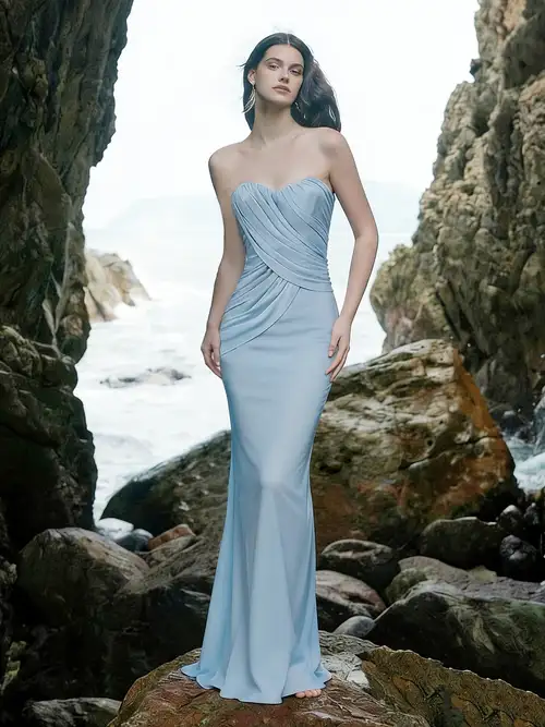blue dress philippines A Sophisticated Royal Blue Formal Gown Featuring a Diamond-Studded Waist And a Fishtail Design with Side-Flowing Mesh * Prom, Dinner Events, Weddings, Or As a Bridesmaid'S Dress, As Well As a