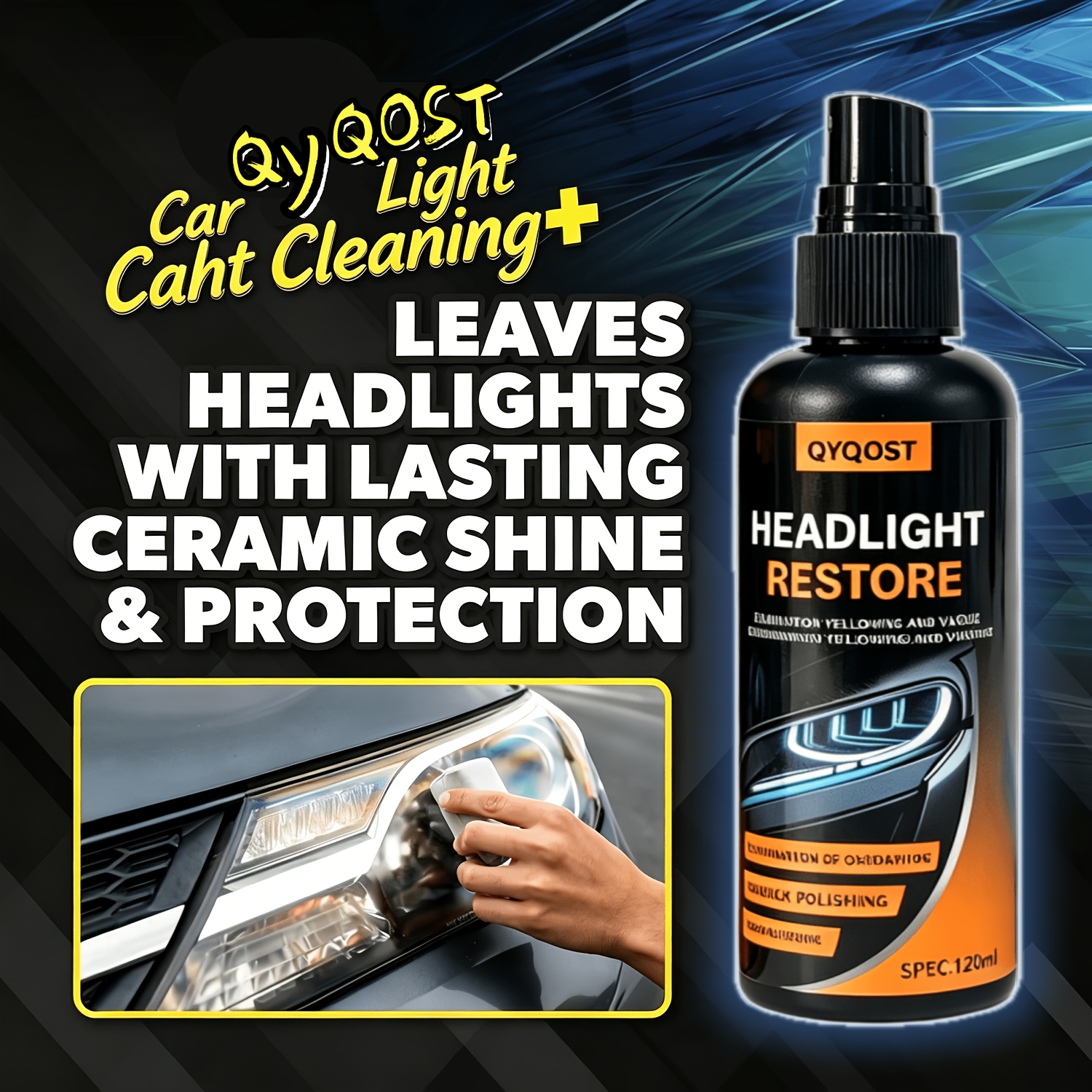 TEMU Car Headlight Restoration Polishing Kit - Professional Headlight Cleaner & Scratch Remover, Uv Protection, For , Yellowed, Faded Headlights, Restores In Minutes
